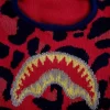 MÁSCARA DE ESQUÍ CON BOCA DE TIBURÓN DORADO Y LEOPARDO ROJO