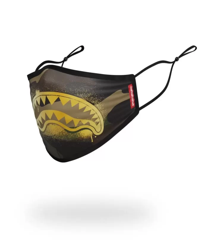 MÁSCARA FACIAL AJUSTADA PARA ADULTOS CON ESTAMPADO DE TIBURÓN DORADO MÁSCARA FACIAL AJUSTADA PARA ADULTOS CON ESTAMPADO DE TIBURÓN DORADO