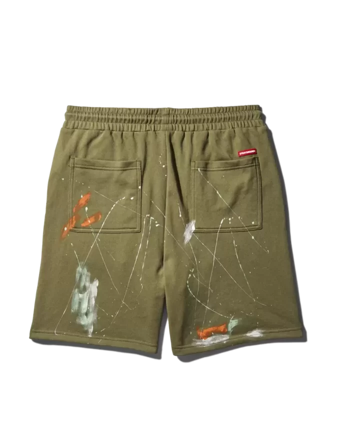 PANTALÓN CORTO DE PUNTO CON SALPICADURAS DE PINTURA (VERDE) PANTALÓN CORTO DE PUNTO CON SALPICADURAS DE PINTURA (VERDE)