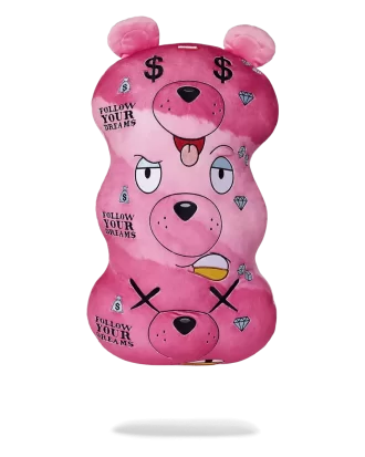 Peluche/almohada Moneybear rosa triple