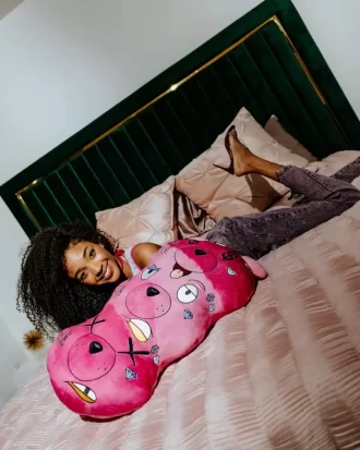Peluche/almohada Moneybear rosa triple