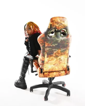 SILLA GAMING CAMUFLAJE DE FUEGO – SÚPER RARA