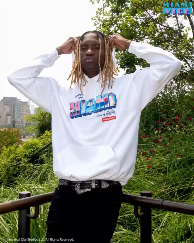 SUDADERA CON CAPUCHA DE MIAMI VICE (BLANCA)