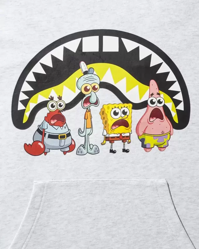SUDADERA CON CAPUCHA DE TIBURÓN DE LA TRIPULACIÓN DE BOB ESPONJA (GRIS CLARO) SUDADERA CON CAPUCHA DE TIBURÓN DE LA TRIPULACIÓN DE BOB ESPONJA (GRIS CLARO)