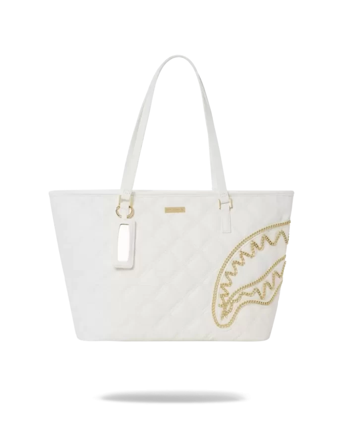 TOTE SHARK RIVIERA LE BLANC CON CADENA DE ORO TOTE SHARK RIVIERA LE BLANC CON CADENA DE ORO
