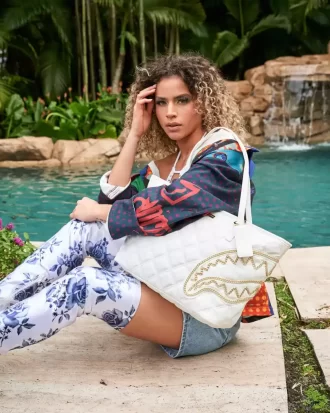 TOTE SHARK RIVIERA LE BLANC CON CADENA DE ORO