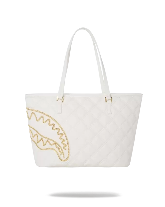 TOTE SHARK RIVIERA LE BLANC CON CADENA DE ORO TOTE SHARK RIVIERA LE BLANC CON CADENA DE ORO