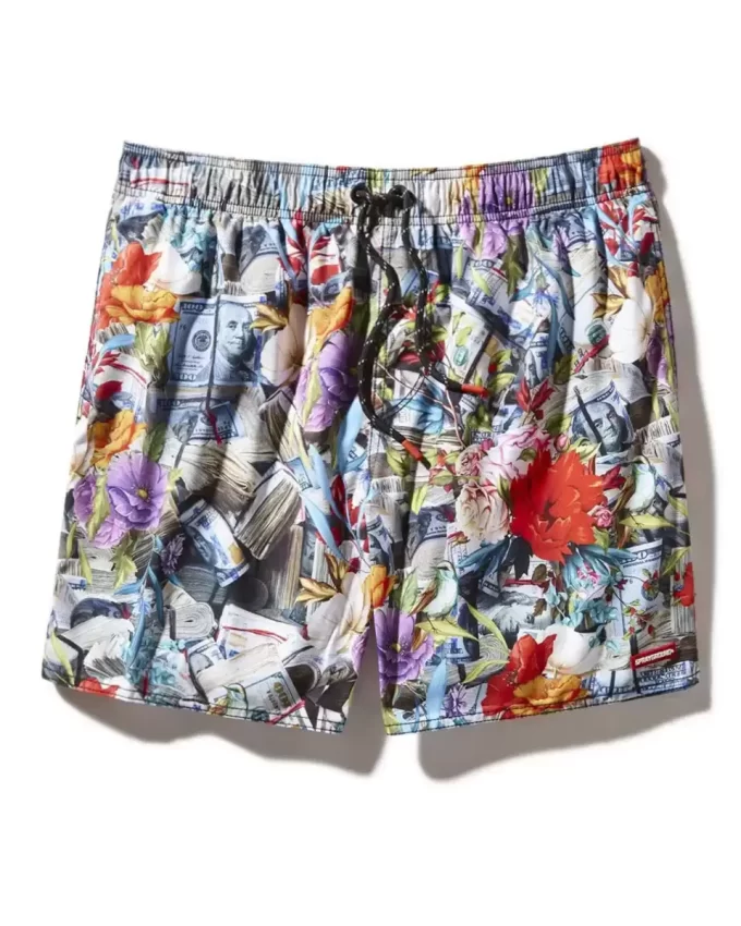 Traje de baño tipo short con estampado floral Traje de baño tipo short con estampado floral
