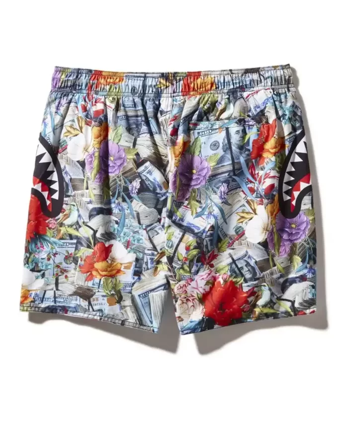Traje de baño tipo short con estampado floral Traje de baño tipo short con estampado floral
